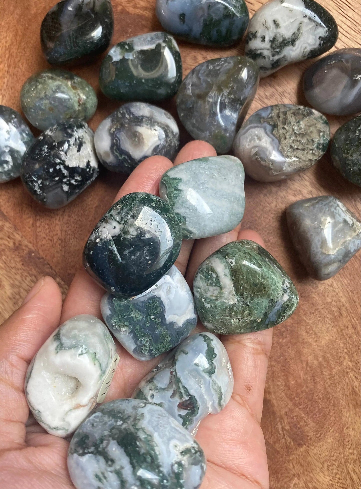 Moss agate tumbles Empress Embodiment