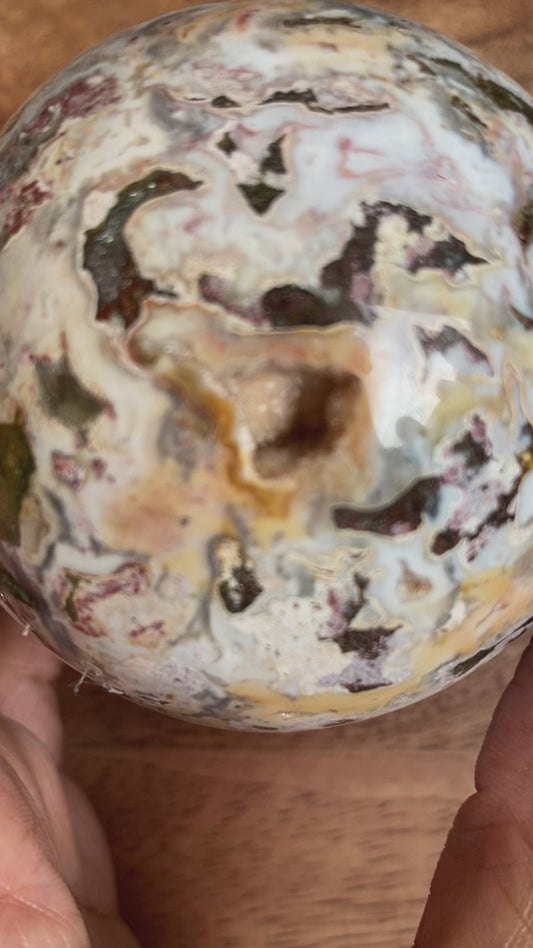 Stunning Ocean Jasper Sphere with Moss Agate